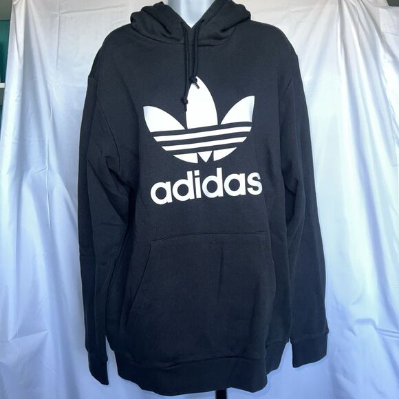 Adidas Originals Mens Trefoil Logo Fleece Pullover Hoodie Size Large Sweatshirt - Picture 1 of 9